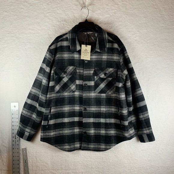 Alpine Design Wool Shacket Women's XL Black Plaid‎ Long Sleeve Button-Up 7189 - Picture 1 of 7